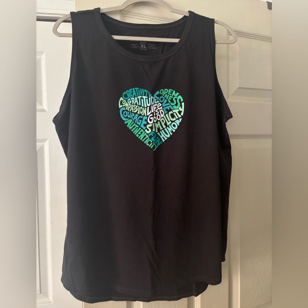 Life Is Good navy tank Top with Heart Graphic